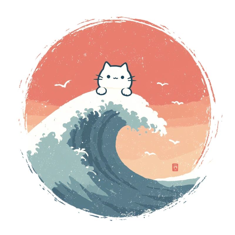 Vague de chat sur la mer du soir