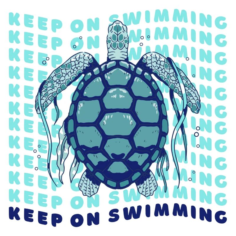 Graphique rétro de la Tortue de mer Keep On Swimming
