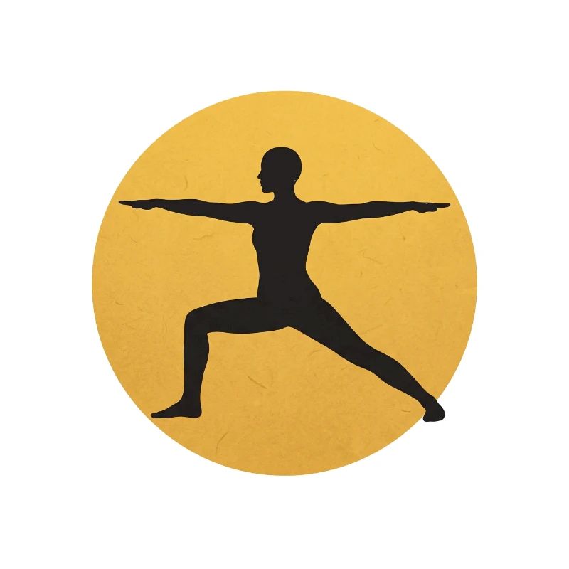 Silhouette de la posture de yoga Warrior II Sun Design