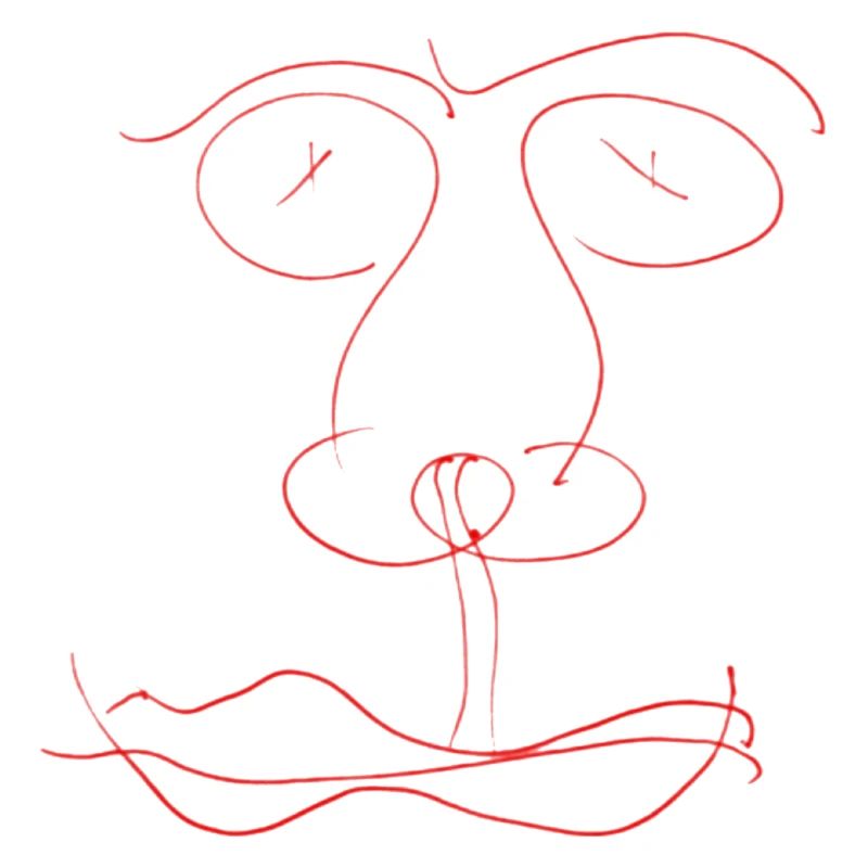 Red Abstract Face Line