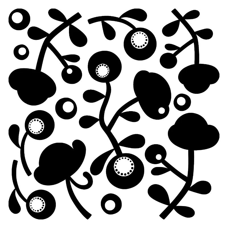 Abstract Peonies L Black Transparent