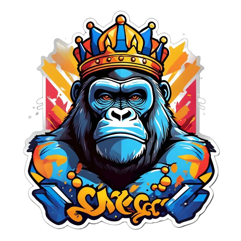 Blauer Gorilla gekrönte Graffiti