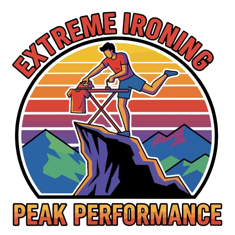 Extreme Ironing Peak Performance Retro-Aufkleber