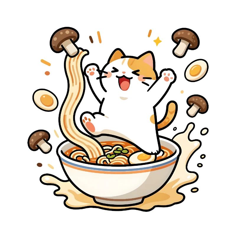 Chat ramen joyeux