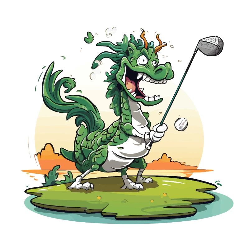 Golfender Drache am Tee