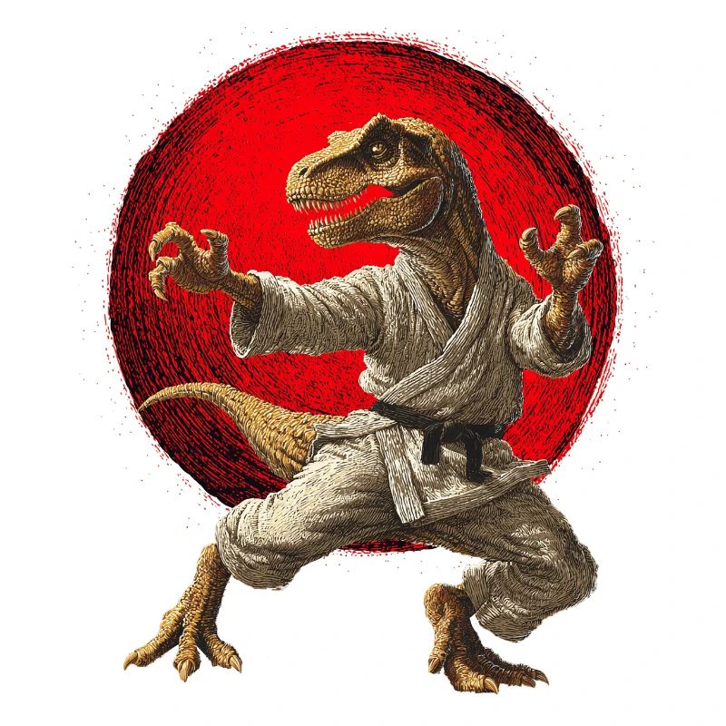 Dinosaur T-Rex Karate Judo Drapeau du Japon