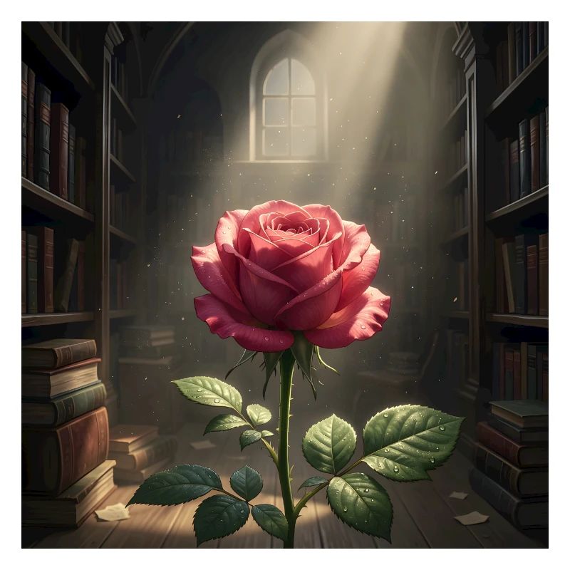 Rose Amidst Library Light