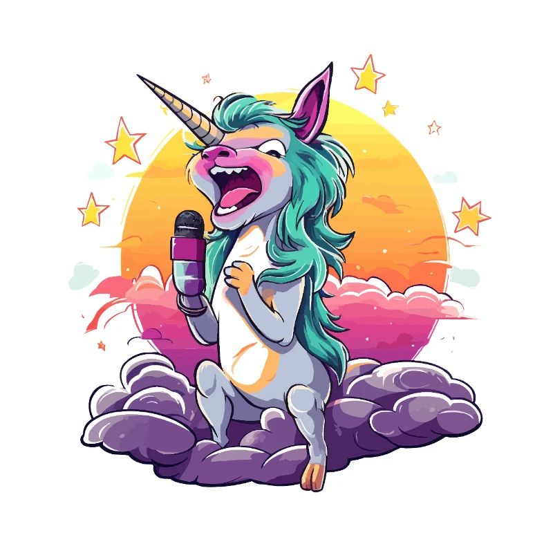 Licorne au coucher de soleil avec micro