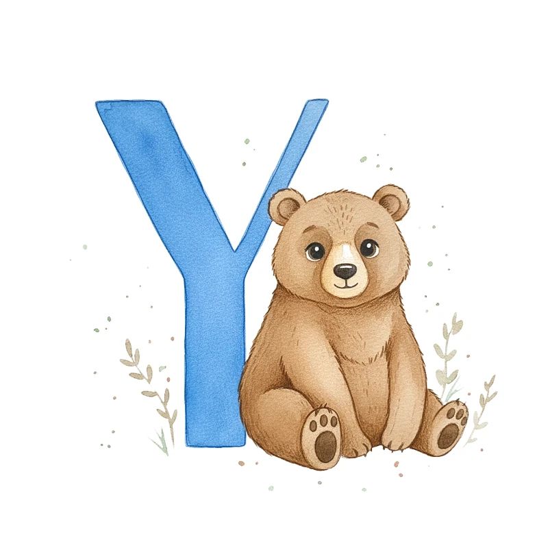 Y mit Bär – Wasserfarben