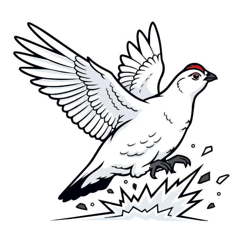 Alpine Ptarmigan in Flight Wilderness Winter