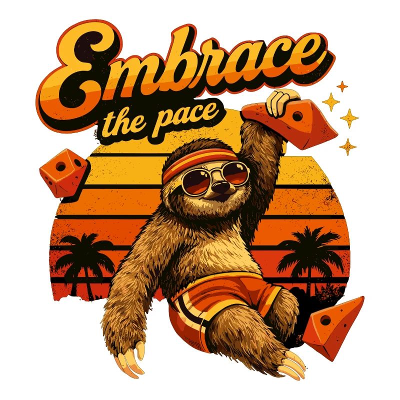 Retro Sloth: Embrace the Pace – Bouldering Sloth