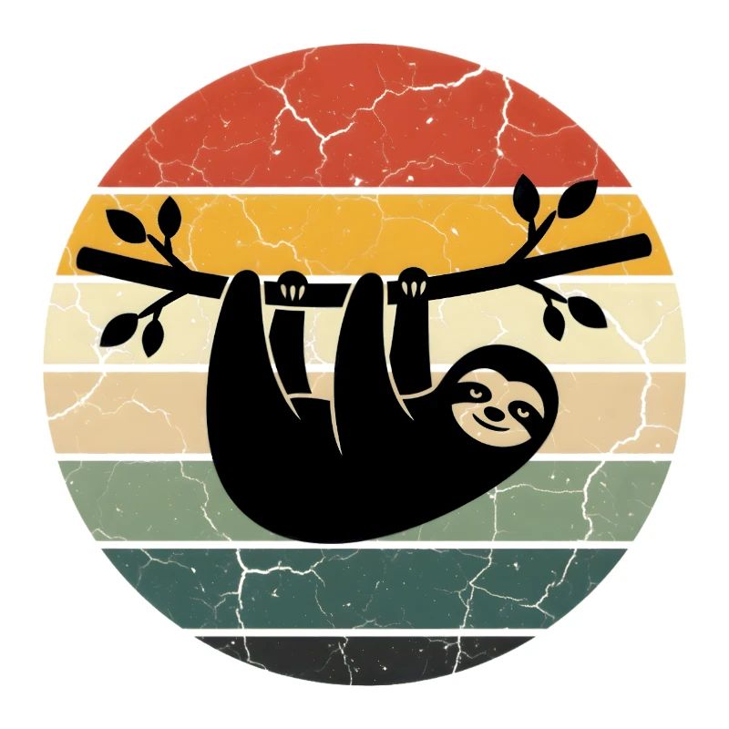 Sloth Gift Retro Design Sunset