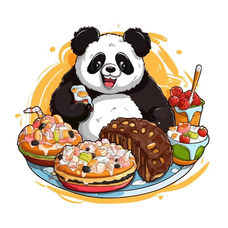 Festin de dessert de panda