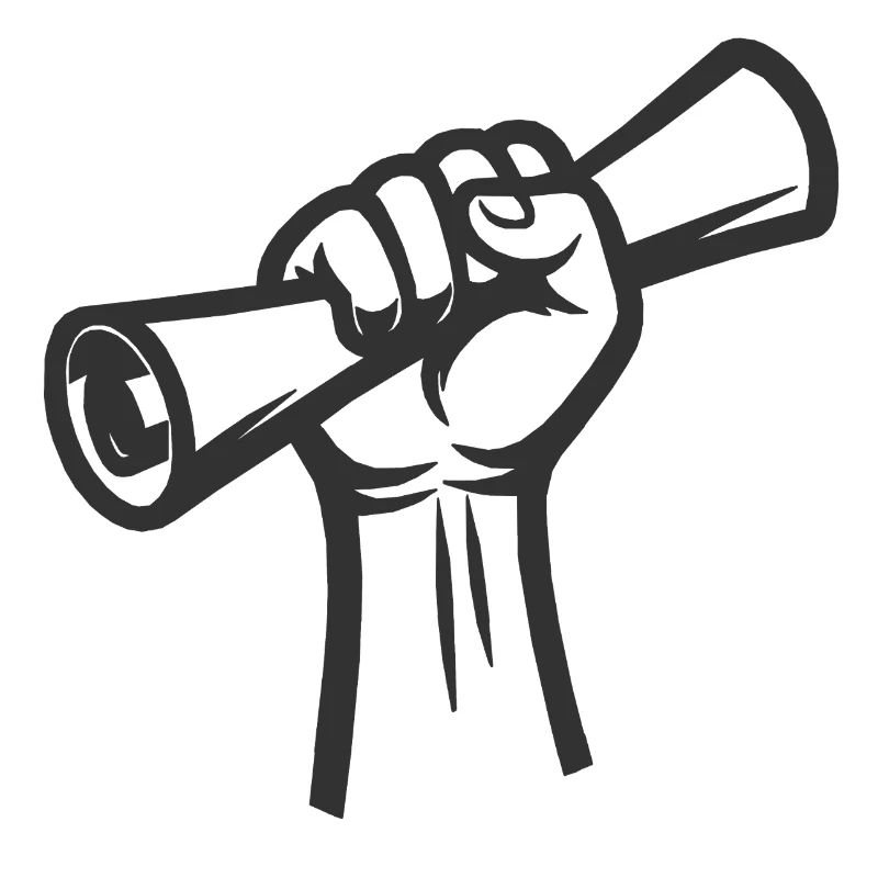 Raised fist on roller
