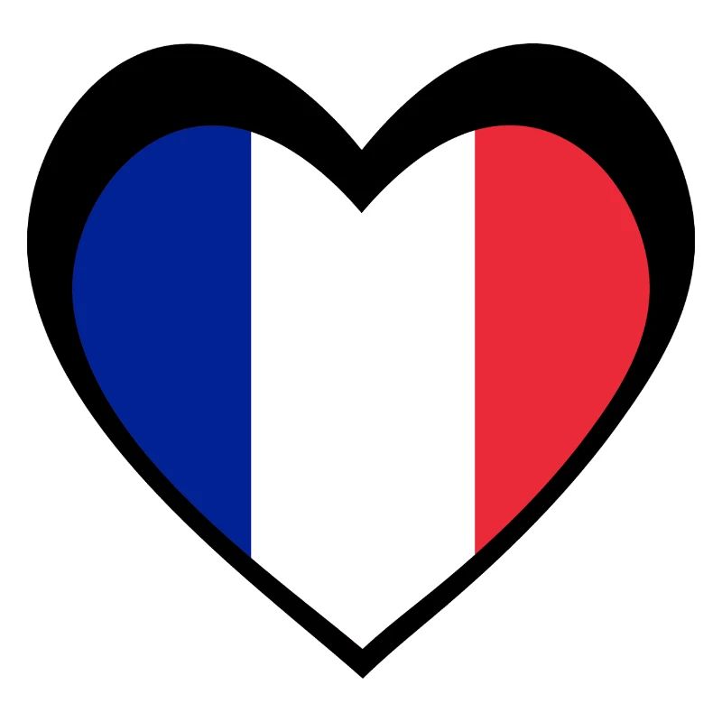 Cœur Drapeau Français Noir 
