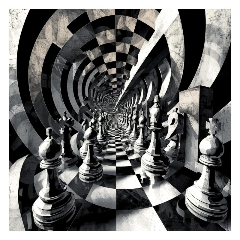 Chess spiral in black and white