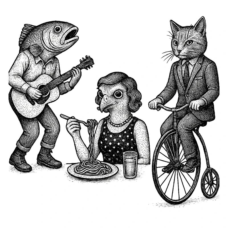 Verspieltes Tiertrio-Parade