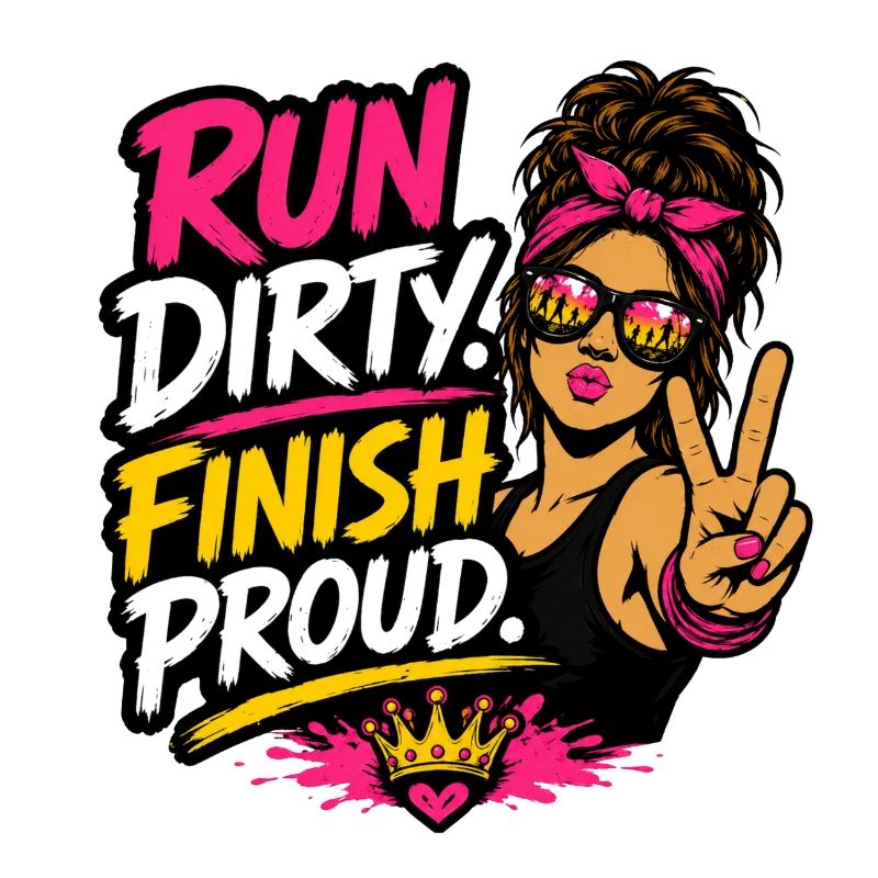 Design de la Coureuse Coureuse Fier de Run Finish Run Dirty