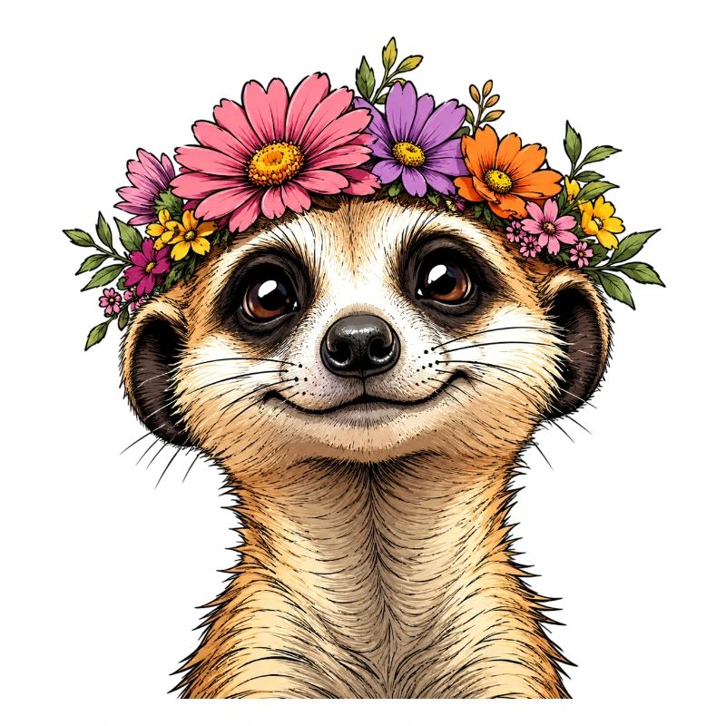 Suricate avec décoration florale