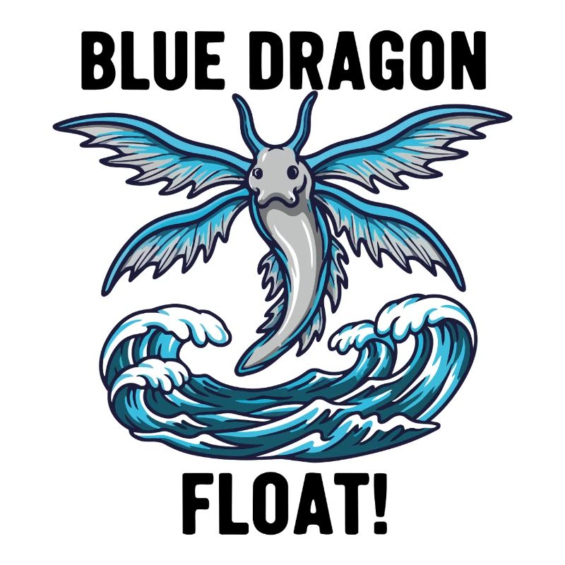 Dragon Bleu Mer Danger Float Blue Dragon Noir