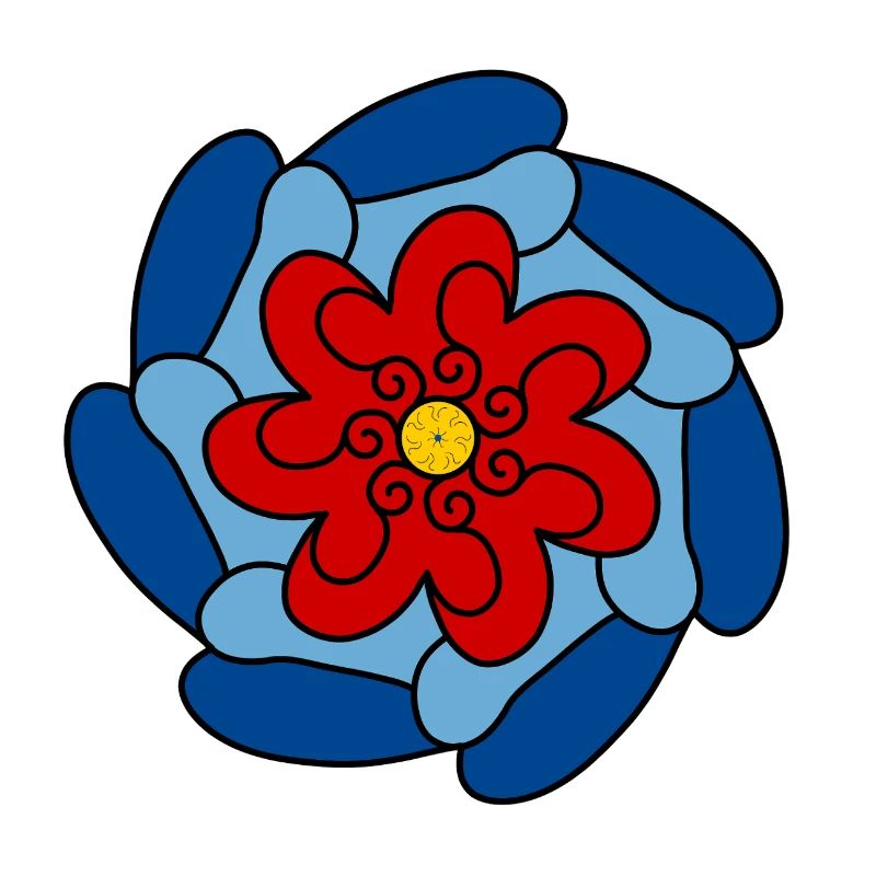 Rote Blume Blaue Mandala