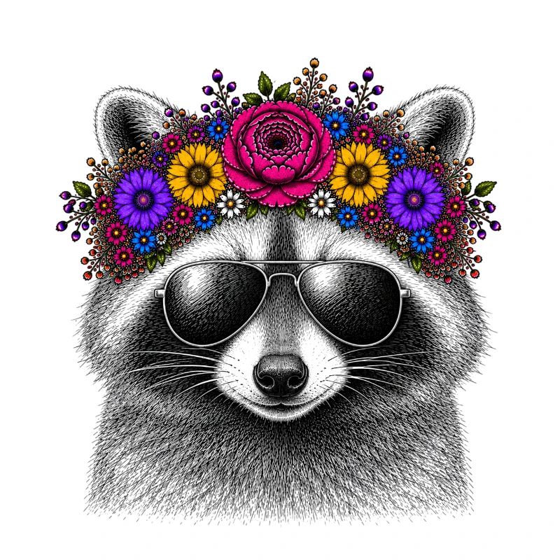 Waschbär Blütenkrone Sonnenbrille