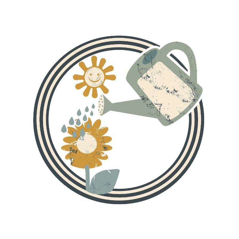 Retro Blumen gießen – Vintage Garten Design