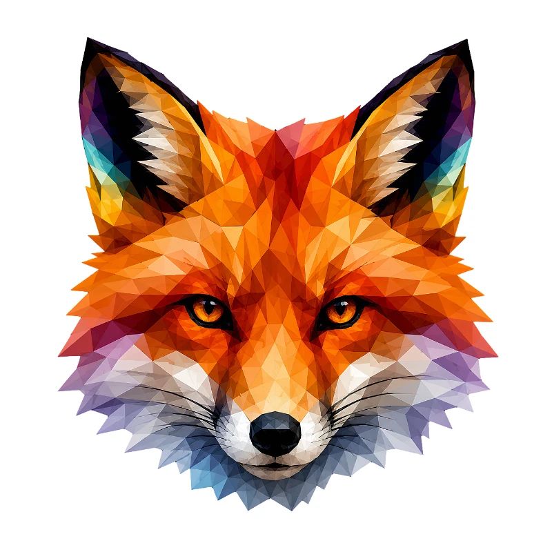 Tête de renard polygonale colorée