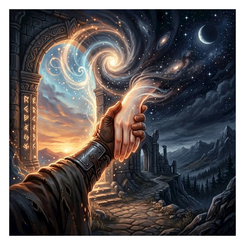 Poignée de main céleste - Art de portail fantastique
