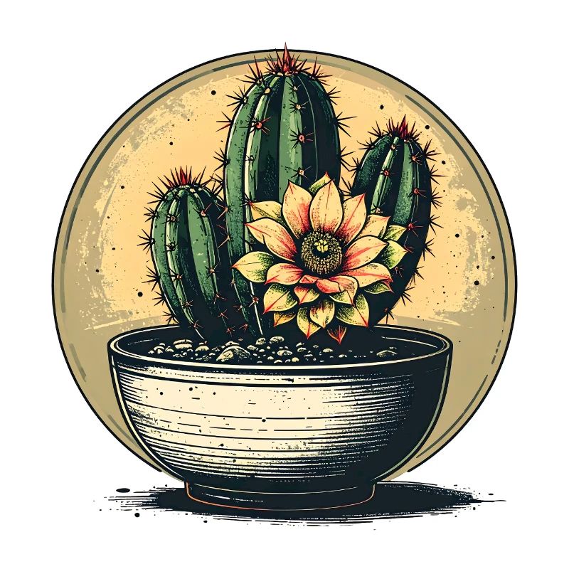 Fleur de cactus en pot – Vintage Circle