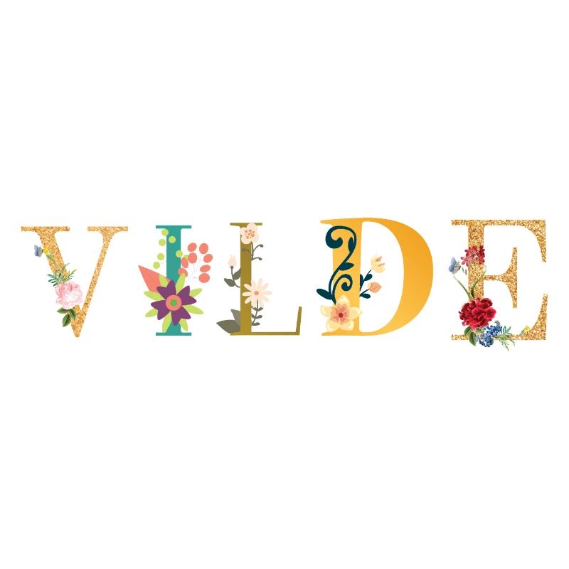 VILDE Name mit Blumen geschmückt