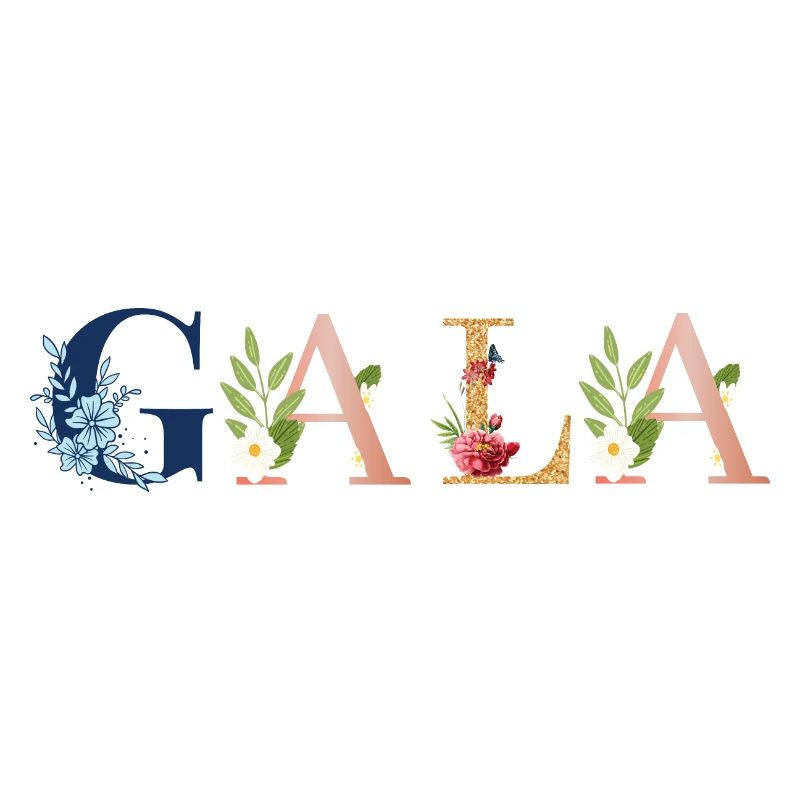 Art du nom de gala avec fleurs brodées
