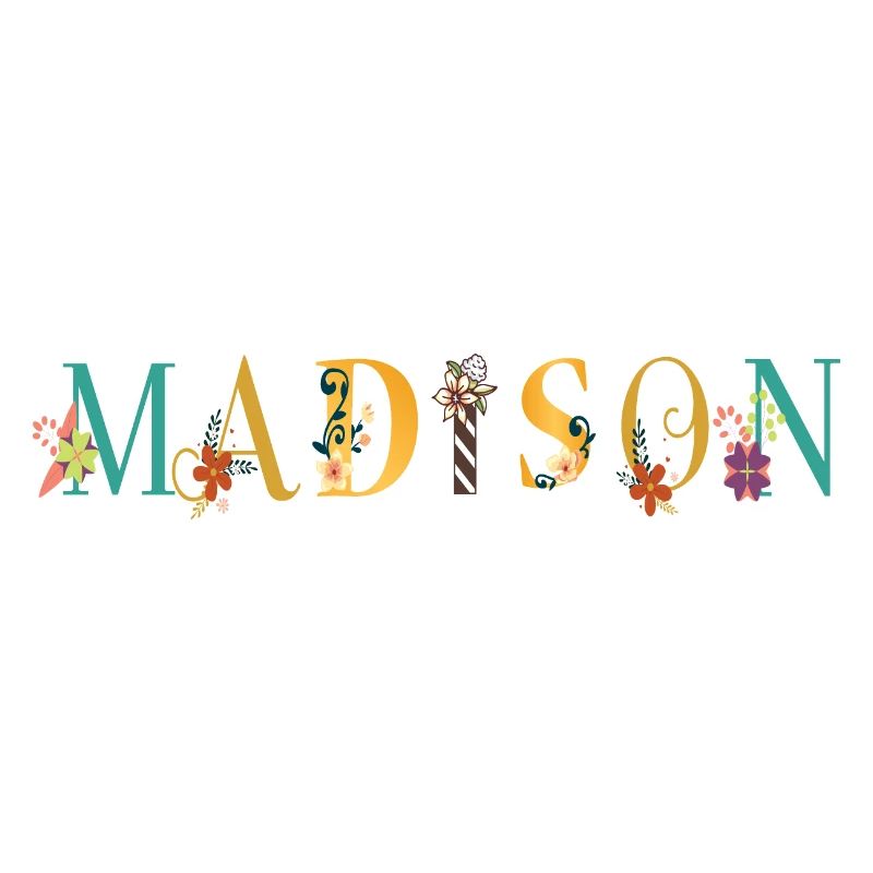 Art du nom MADISON avec fleurs brodées