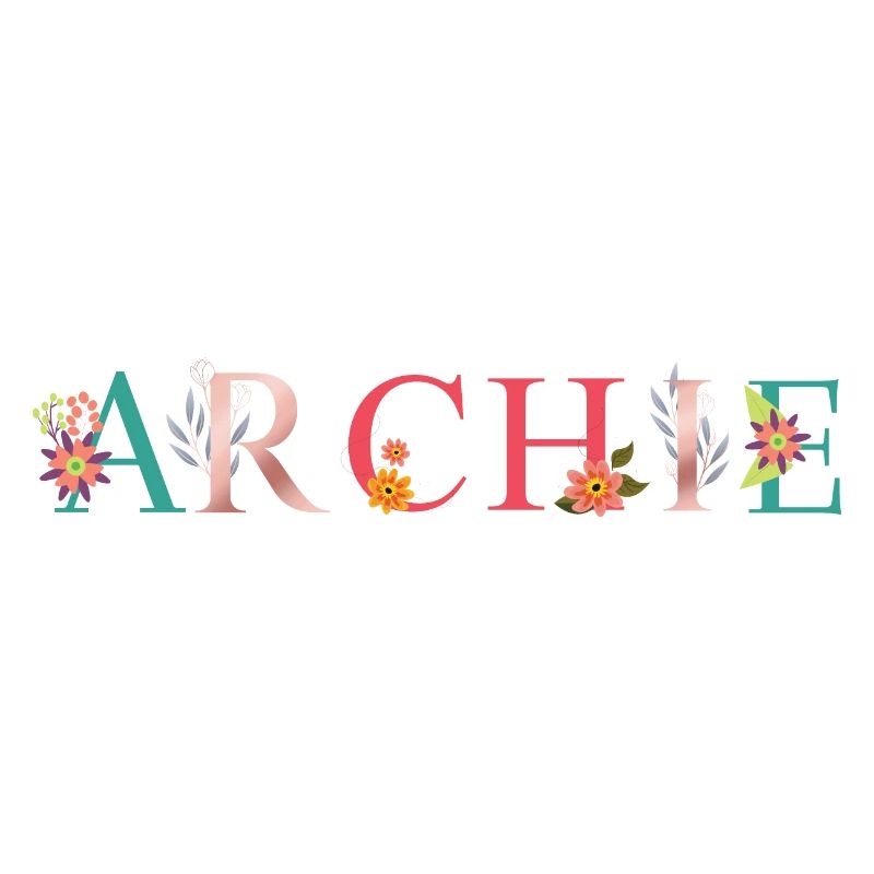 ARCHIE Nom Art avec fleurs brodées
