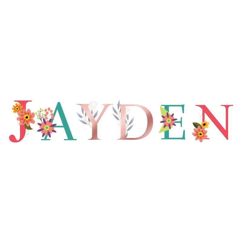 JAYDEN Prénom Art avec fleurs brodées