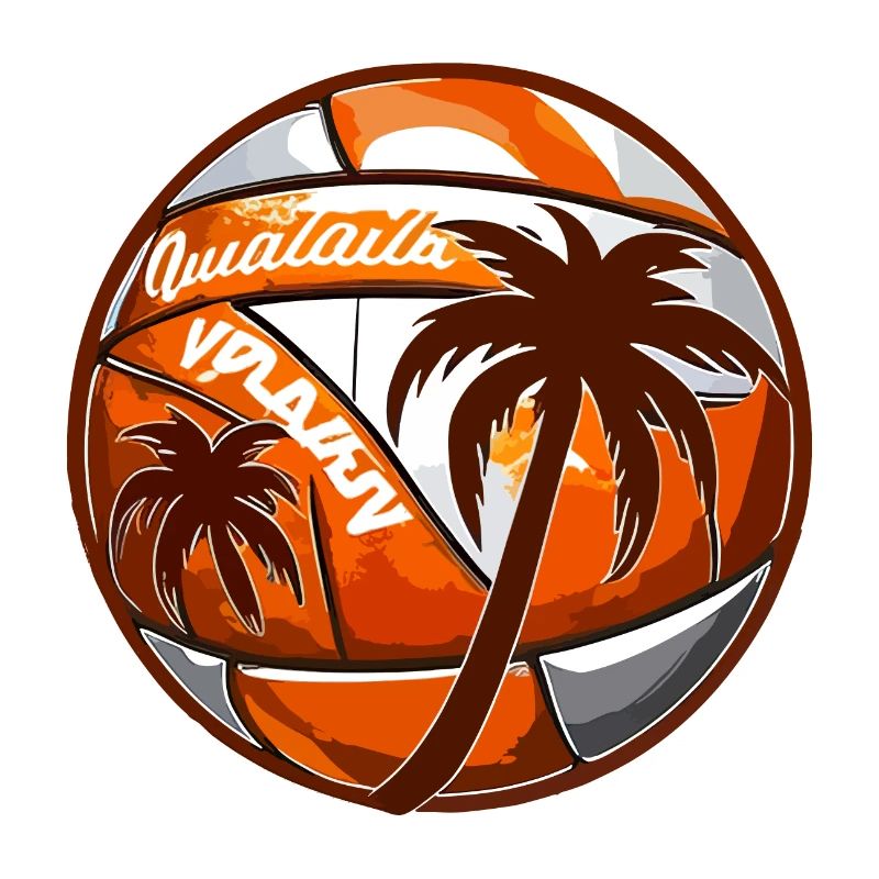 Beach volleyball with palm trees