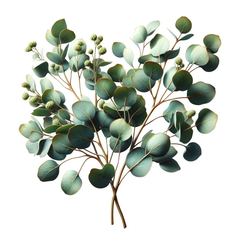 Délicate illustration à l’aquarelle d’une branche d’eucalyptus