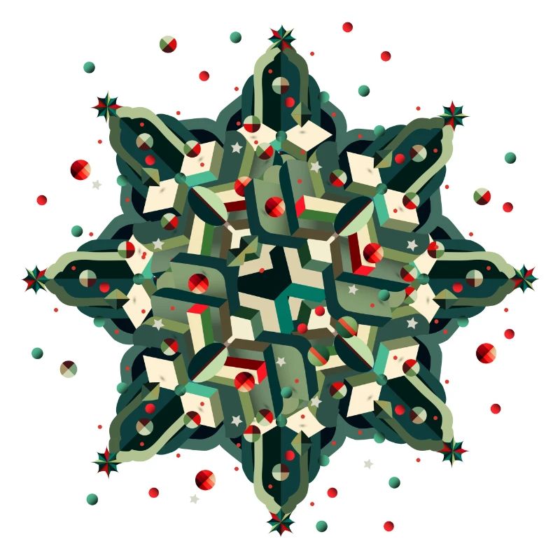 great poinsettia in geometric style