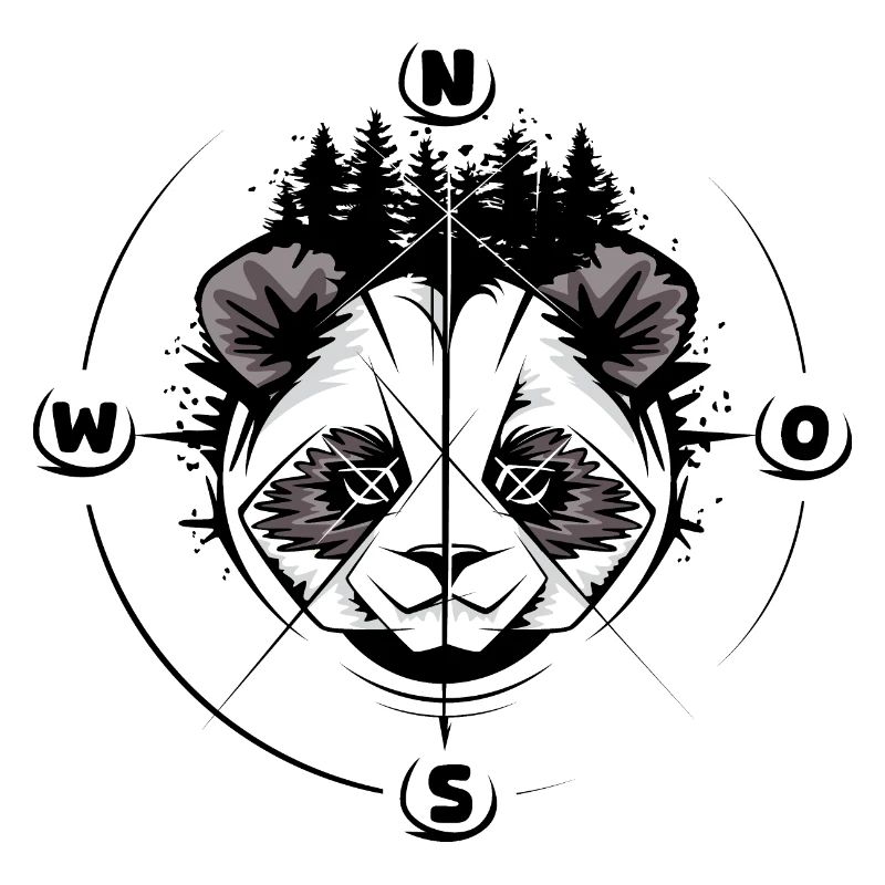 Panda Wald Kompass Koala Tattoo comic cartoon Logo
