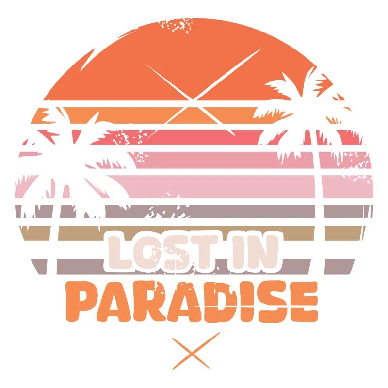 Lost in Paradise – Retro Palm Trees Sunset Logo