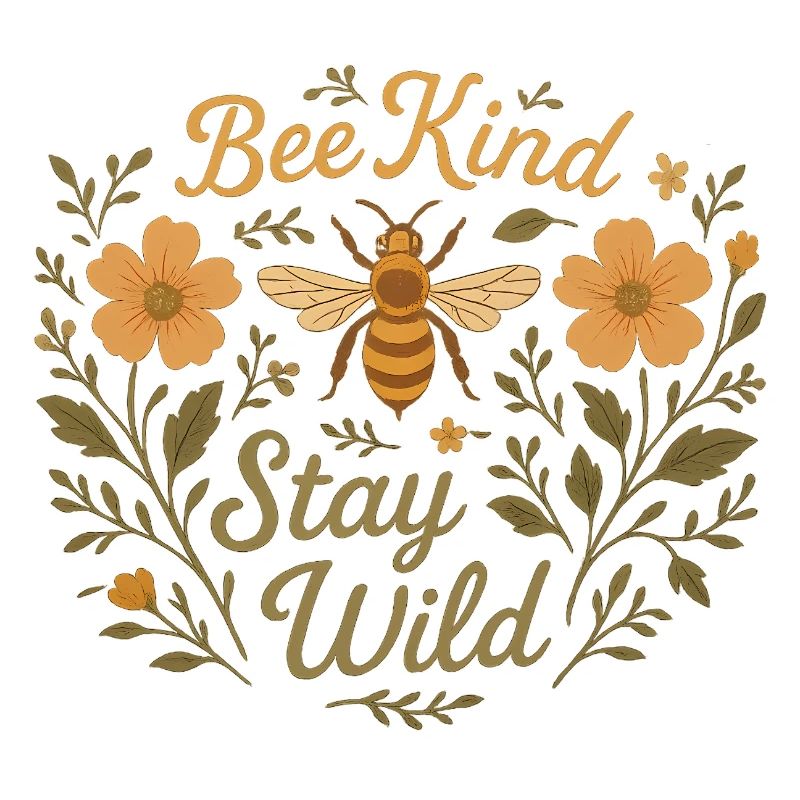 Bee Kind Stay Wild Illustration, Boho Cottagecore 
