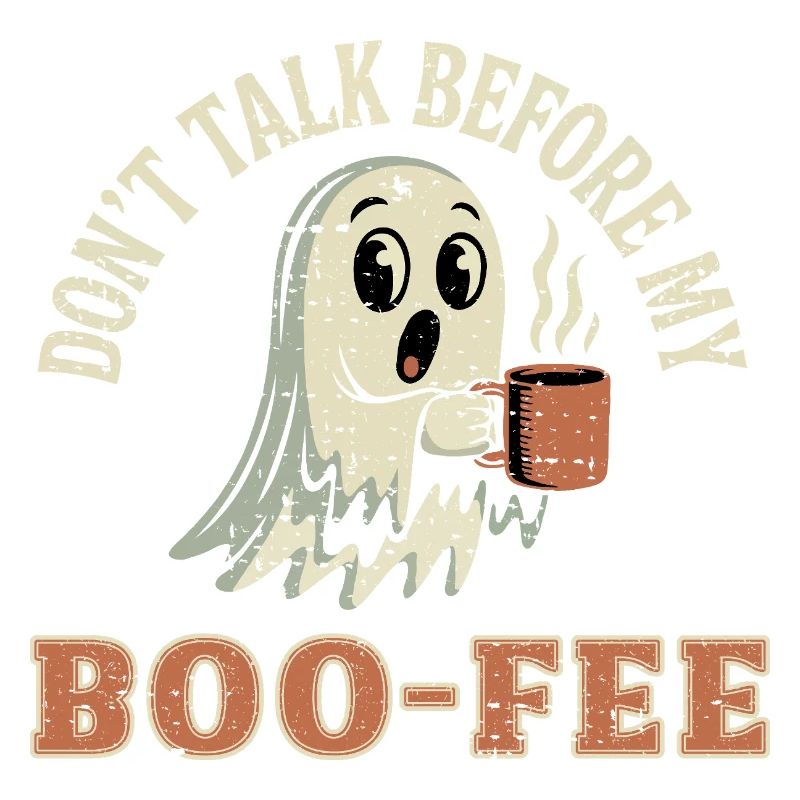 Spooky Ghost with Coffee Quote
