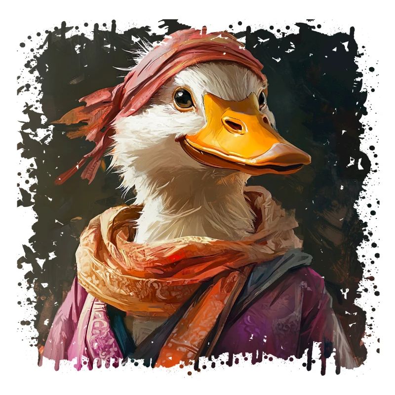 Canard anthropomorphe avec écharpe colorée