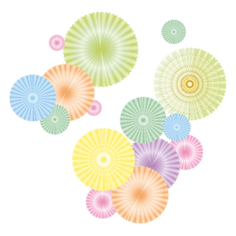 Rosettes pastel – structure en éventail décoratif