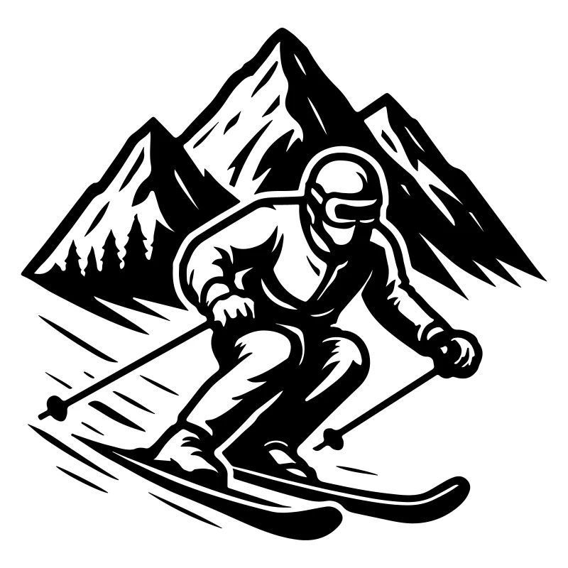 Skiing Silhouette Mountains