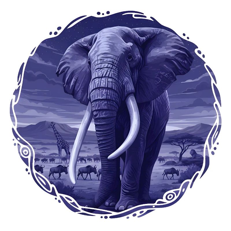 Nächtlicher Elefant in der Savanne