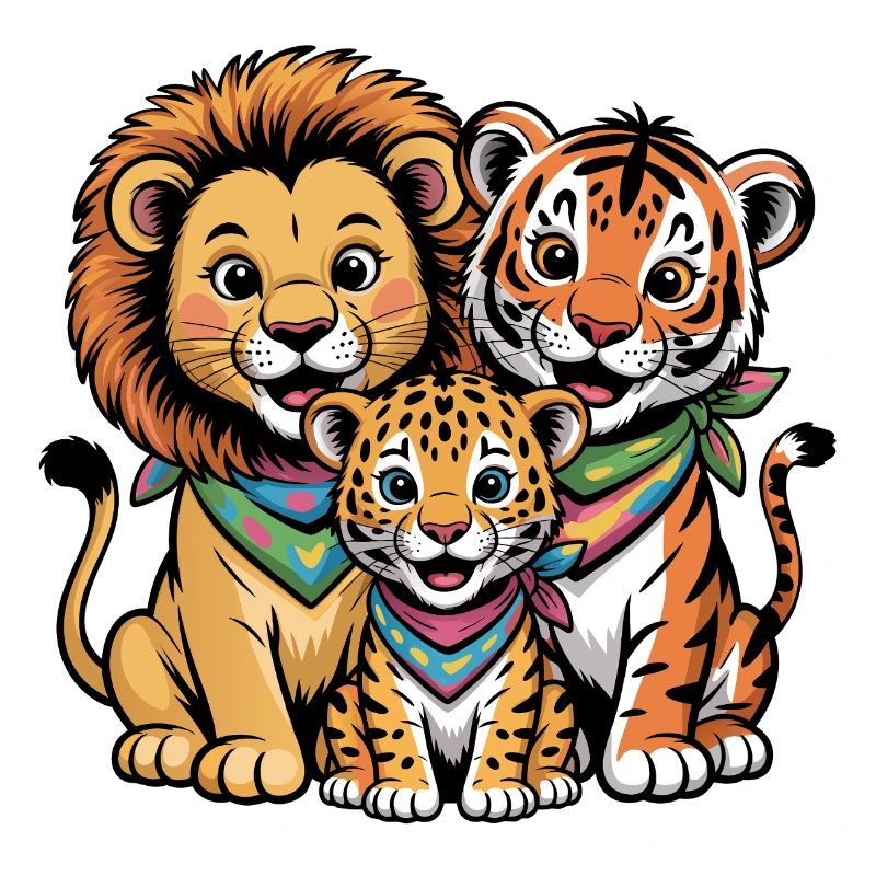 Amis Lion Tigre Léopard mignons