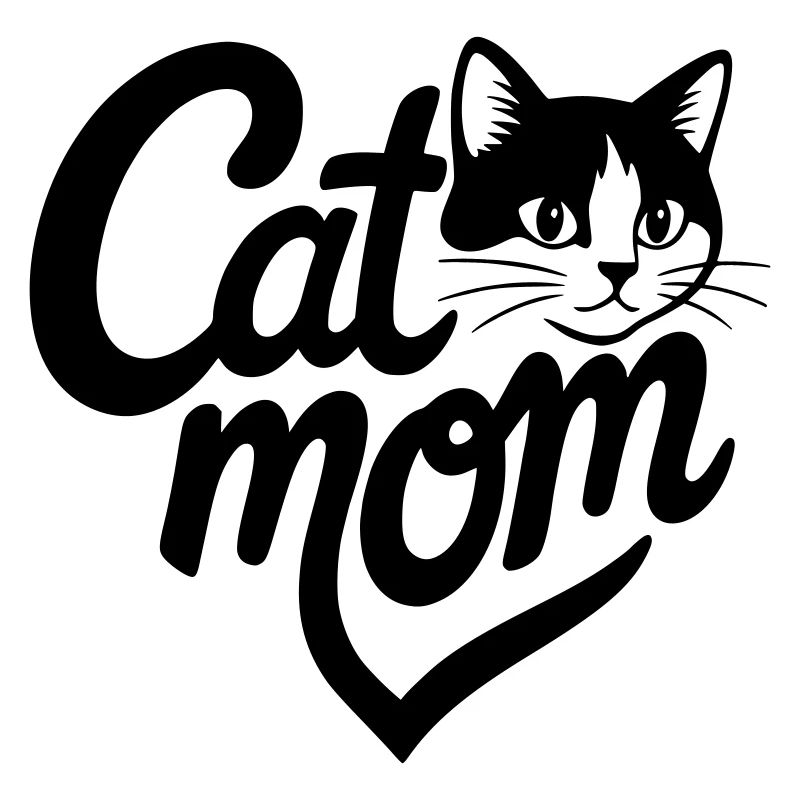 Cœur de maman chat et chat noir et blanc