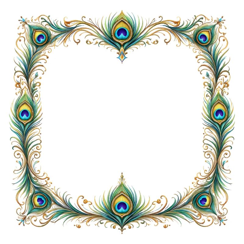 Peacock Feather Frame Ornament Boho Design