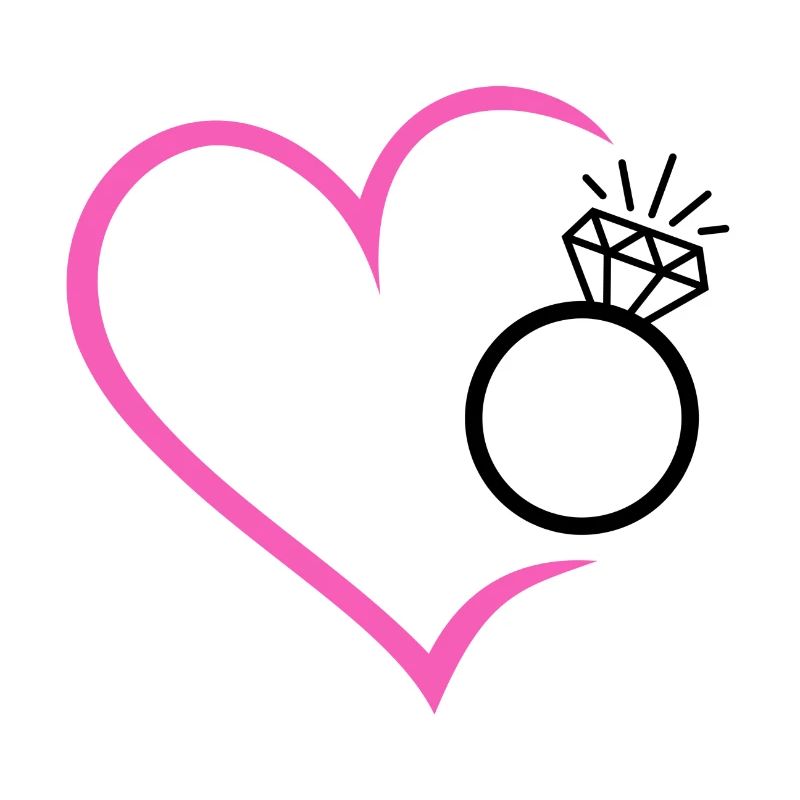 Heart with diamond ring, wedding ring, wedding ring, bride